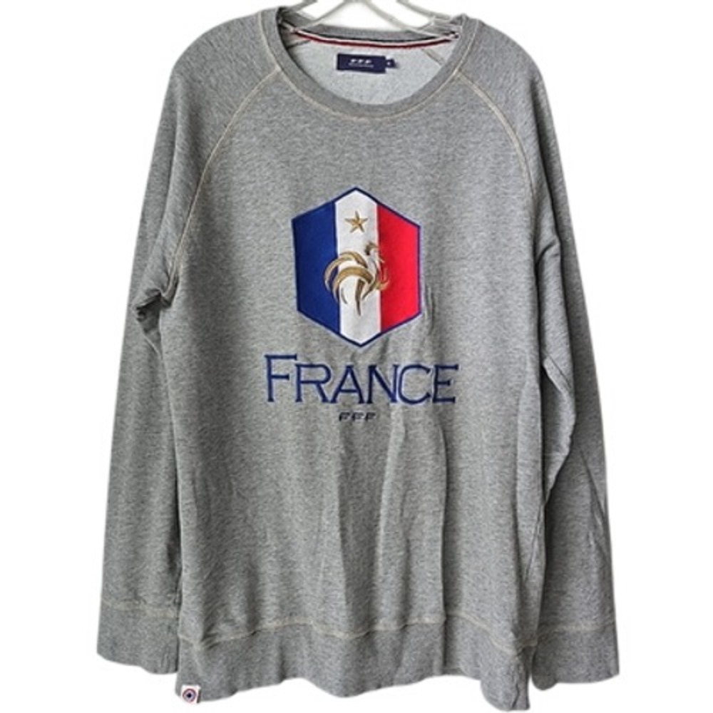 FFF Equipe de France Soccer Sweatshirt Mens XL Gray Embroidered France Logo